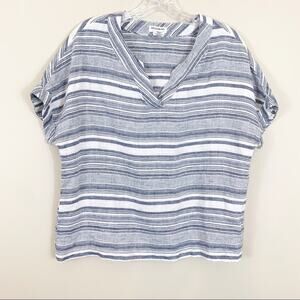 Artisan NY Blue Striped V-Neck Short Sleeve Top